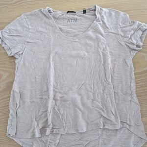 ATM Anthony Thomas Melillo Pale Blush V-Neck Short Sleeve Tee